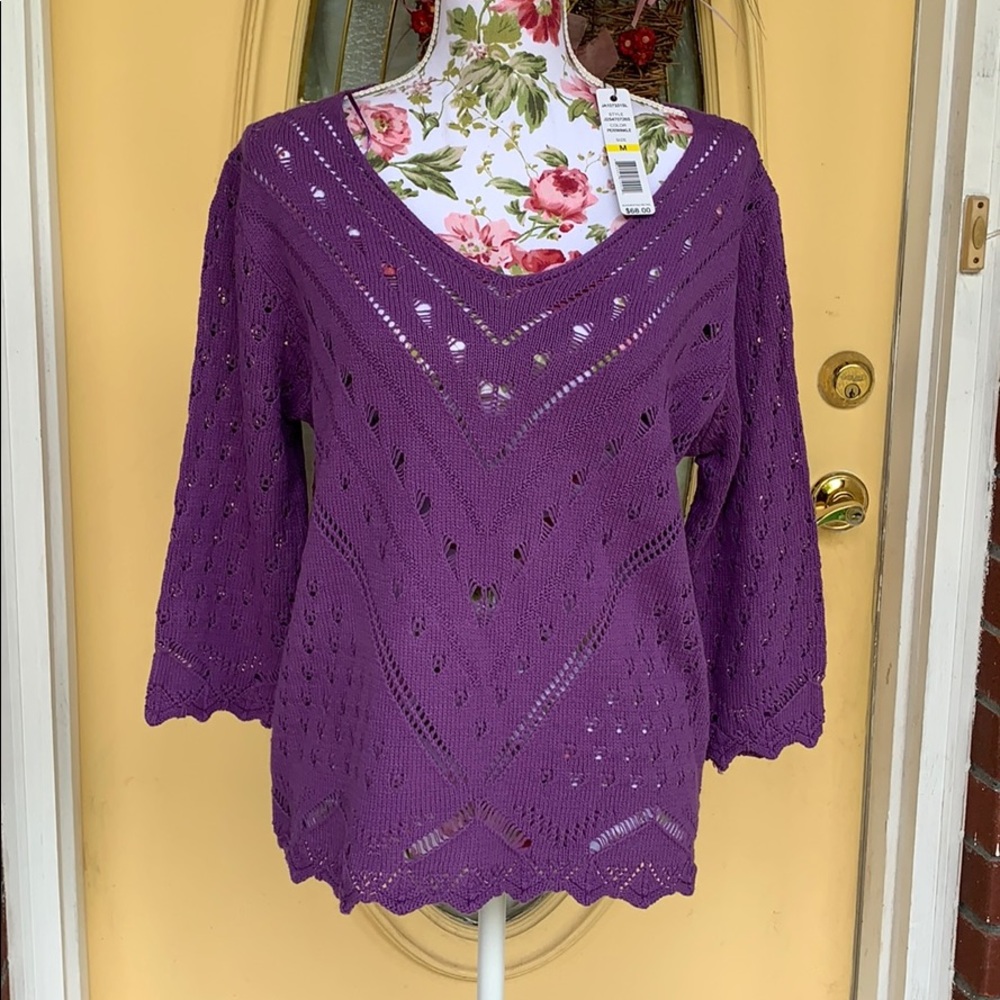 Joseph A Purple Crochet Top